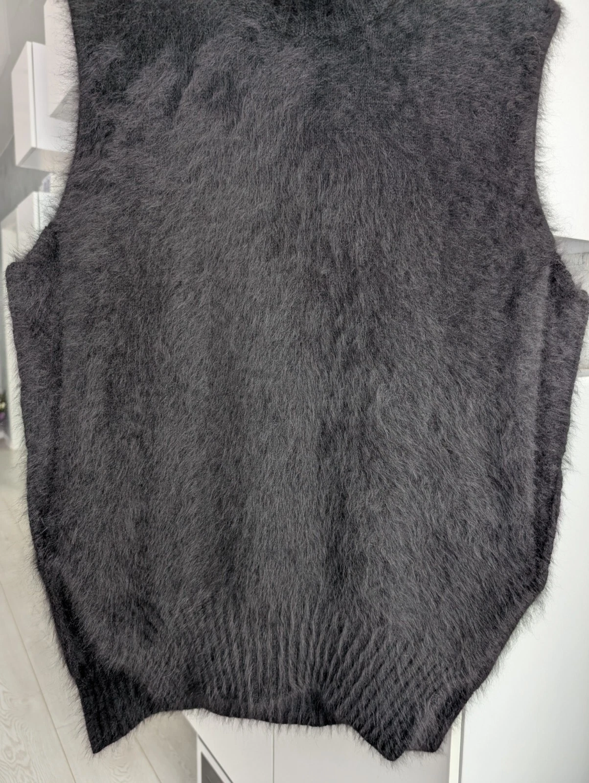 Celine Angora Girocollo Nero Maglione Felpa Gilet Senza Maniche L