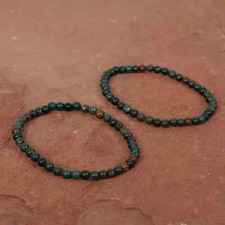 2Pcs Natural Dragon's Blood Jasper Beads Crystal Healing Reiki Handmade Bracelet