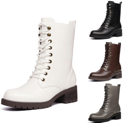 Womens Mid-calf Boot Lace-up Combat 