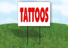 Tattoos RED Plastic Yard Sign ROAD SIGN with Stand