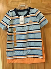 NEW Carter's Boys Stripe Car Shirt & Pull on Shorts Set 2pc Blue Coral 24M,5T