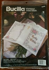 Bucilla 40876 Holy Bible Bible Cover Stamped Cross Stitch Kit floral VTG 1994