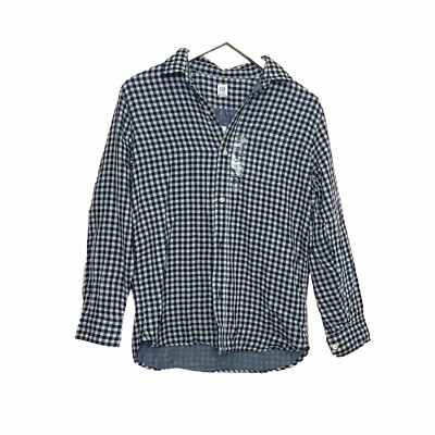Gap Kids Gingham Plaid Flannel Blue long sleeve Cotton button down size XXL NWT