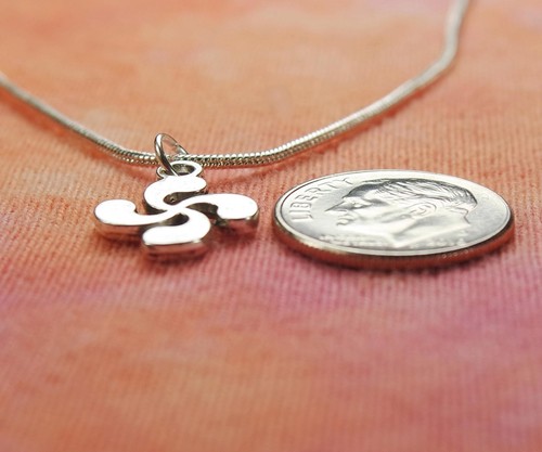 Tiny Lauburu Necklace or Earrings, Basque Cross Celtic Galici Asturian Croix - Picture 4 of 9