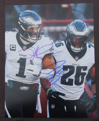 Jalen Hurts and Saquon Barkley Signed 8x10 Photo, w/ COA, Philadelphia Eagles