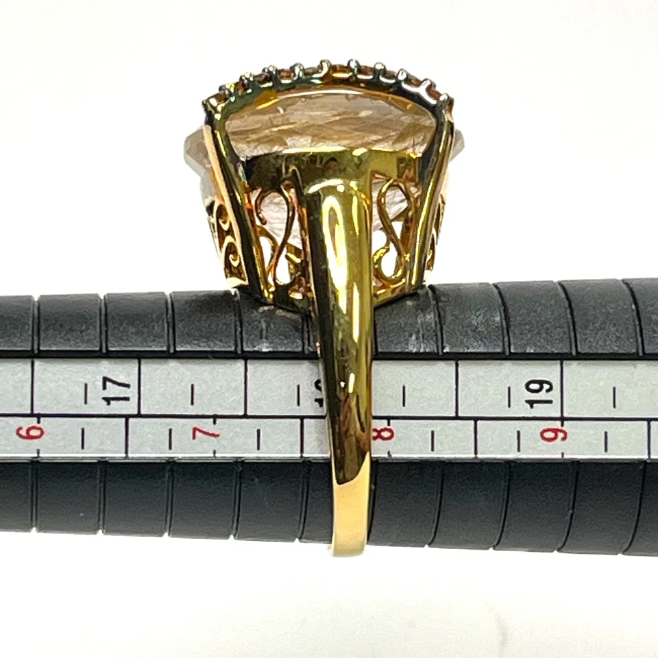 Anillo de cuarzo rutilado enchapado en oro 925 de plata de ley Carol Brodie 7,75 rarezas Foto 3 de 4