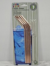 Fun Time Set of 4 Reusable Copper Straws & 2 ...