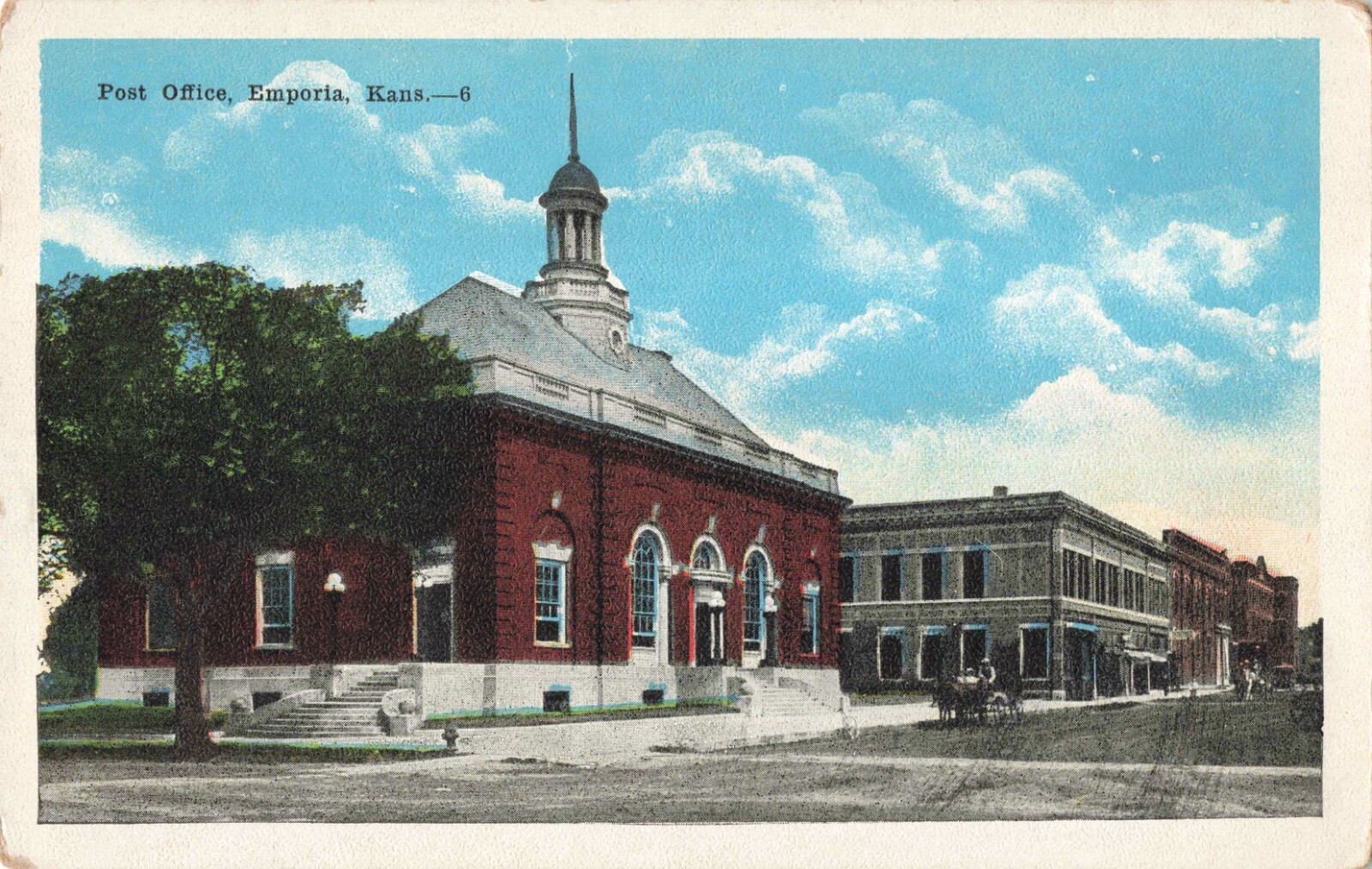 Emporia KS Kansas, Post Office, Horse & Carriage, Vintage Postcard eBay