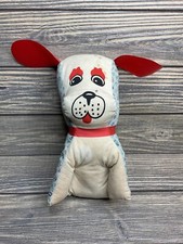 Vtg Shalom Toy Co Blue Floral Dog Pupoy Red Ears Stuffed Animal Lovey Plush 8