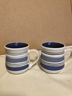 Set Of 2 Pfaltzgraff Rio Coffee Mugs Ivory And Shades Of Blue Stoneware — photo 1
