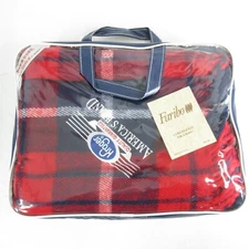 Faribo Pak A Robe Plaid Blanket Carrying Case Seat Cushion Red Blue Kroger Brand
