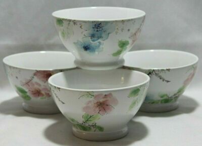 222 Fifth Harvest Festival Porcelain Salad Plates Set of Four New With Script