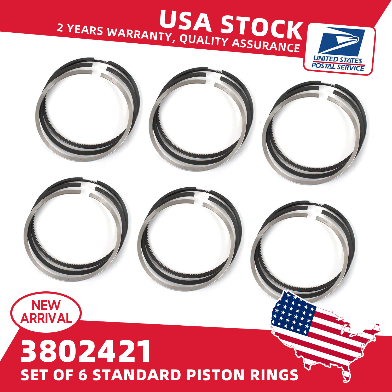 Cummins 5.9L 6BT & 4BT 3.9L Piston Ring Kit 89-98.5 12V 8V 3802421