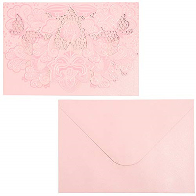 Pink Shimmer Wedding Invitation with Envelopes 7 x 5 in ...