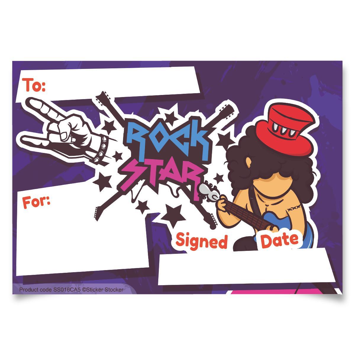 30 Rock Star Award certificates for school teachers, A5 silk finish card