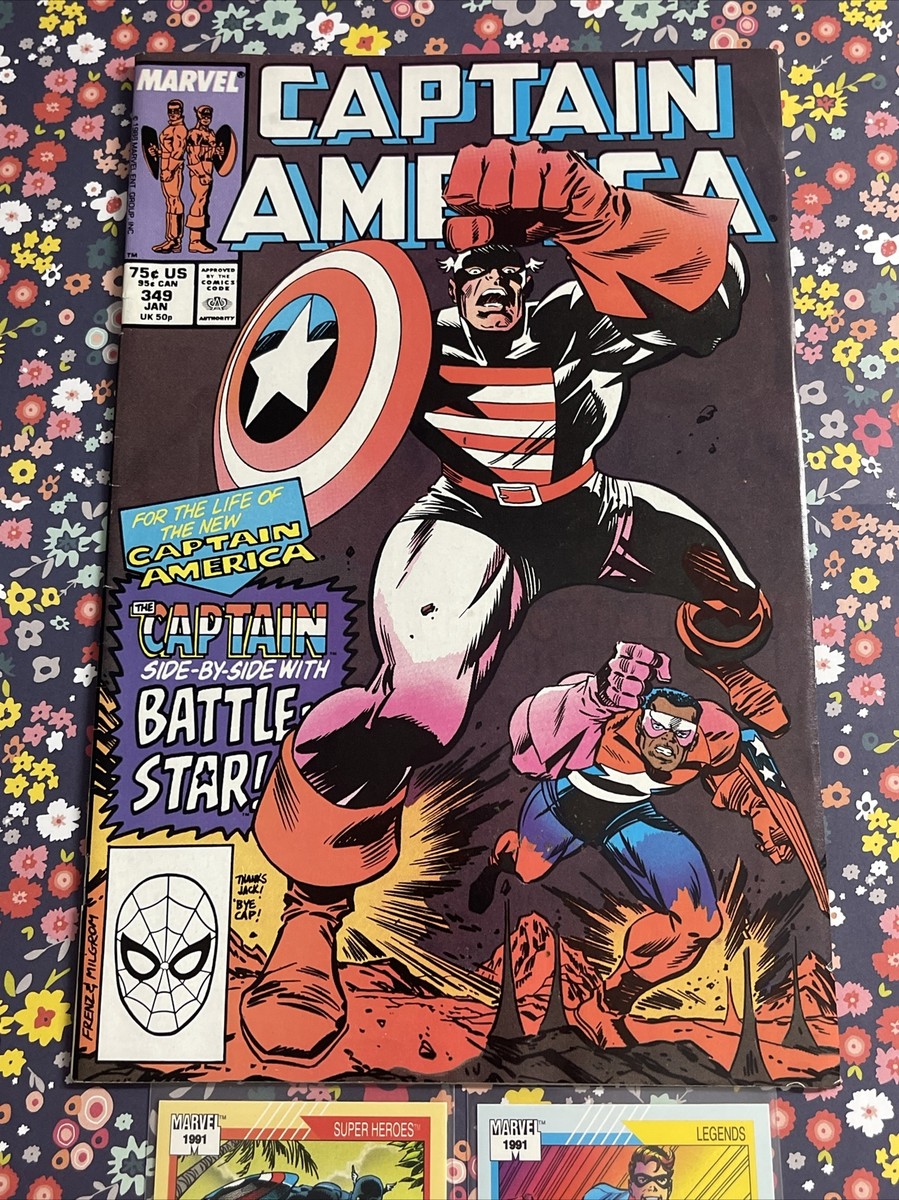 CAPTAIN AMERICA #349 US AGENT FLAG SMASHER RON FRENZ MILGROM COVER