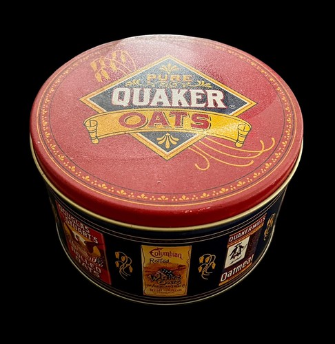 Vintage 1991 Pure Quaker Oats Werbedose mit Haferflocken Keks Rezept leer - Bild 1 von 4