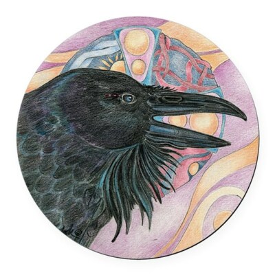 Rare RAVEN CROW BLACK HEAD pendant Sterling 925 plated Silver 20'' necklace Gift 
