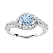 925 Sterling Silver Aquamarine Stone Handmade Solitaire with Accents Ring Size 7