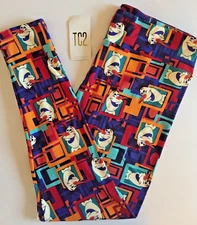 NWT LuLaRoe Disney TC2 OLAF Snowman FROZEN Red Orange & Blue Portrait Leggings
