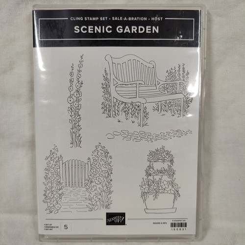 Stampin' Up! Set timbri a clip SCENIC GARDEN - piante fiori giardinaggio natura NUOVO - Foto 5 di 24