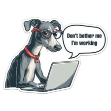 Funny Business Whippet Dog Vinyl Decal Car Bumper Sticker