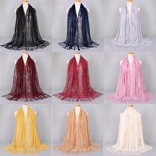 Crinkle Plain Scarf Hijab Shawl Sarong Long Large Viscose Lady Wrap Head Turban