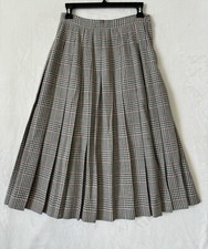 Vintage Talbots Women  s Sz 8 Petite Plaid Midi Pleated Wool Skirt Academia USA
