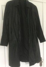 Marks & Spencer Ladies Black Leather Coat Size 12