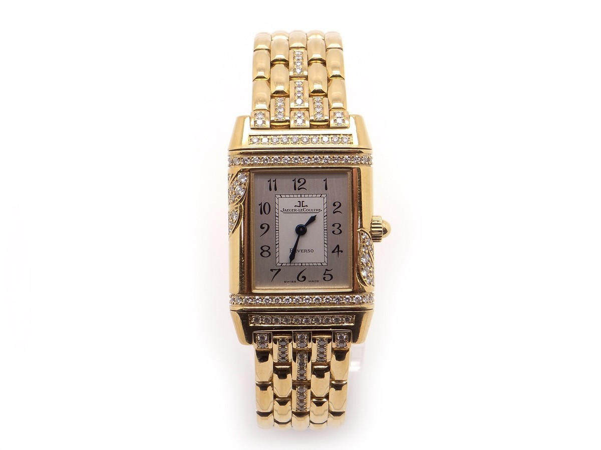 18k Gold Jaeger LeCoultre Rectangular Reverso 2ct Diamond Bracelet
