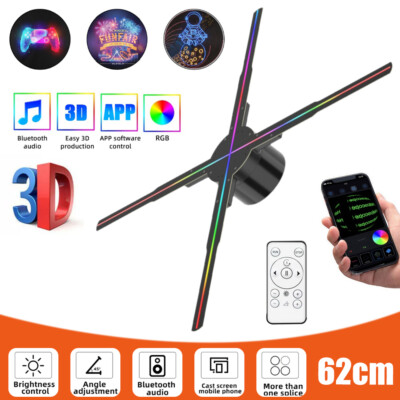 3D Hologramm Projektor LED Holographischer Anzeigen Fan PC Wifi Werbemaschine DE