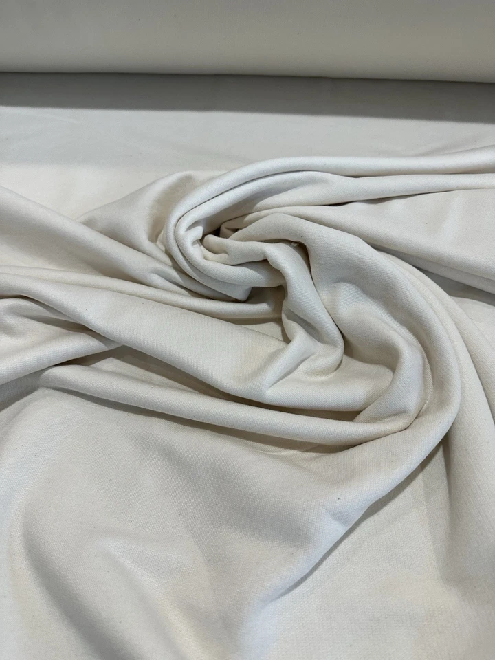Fleece Fabric Sweatshirt Hoodie Jersey Knit fabric by the yard cream ivory 60" - Image 2 of 3