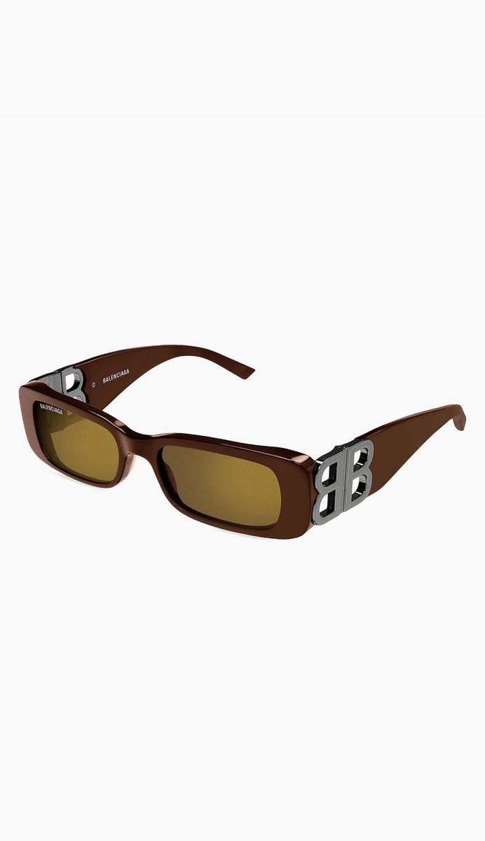 Balenciaga Dynasty 51MM Rectangular Sunglasses - Brown - NEW 
