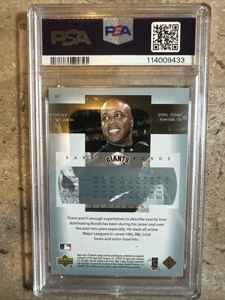 2003 SP Authentic Barry Bonds PSA 10 Giants - Image 2 of 2