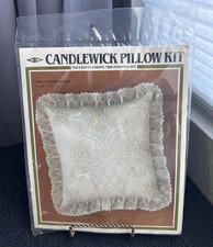 Vintage 1983 MH Candlewick Embroidery Pillow Kit CW04 Flower Basket-SEALED