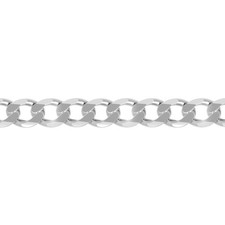 Mens Rhodium Silver Jewelco London Diamond-cut Flat Curb 9.5mm Chain Necklace