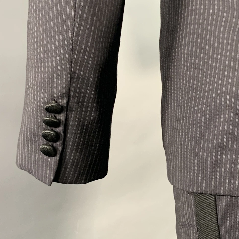 BAND OF OUTSIDERS Size 38 Regular Navy Black Stripe Wool Shawl Lapel Tuxedo - Image 4 of 4