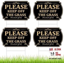 4 Pcs Keep Off Grass Signs for Yard with Strong Stakes 12''x 8'' Stay Off