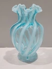 Fenton BLUE Opalescent Spiral Optic Vase ~ PRE LOGO ~ PRISTINE