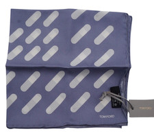 NWT TOM FORD Purple  White Geometric Silk Pocket Square Italy 16"