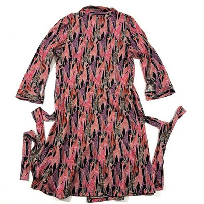 julie brown wrap dress Julie Brown Wrap Dress Size Small Giraffe Print Black Pink