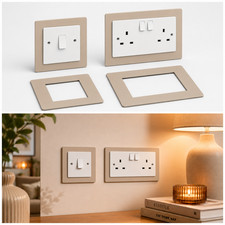 Double & Single Socket / Light Switch Surround Finger Plate Matt Desert Beige