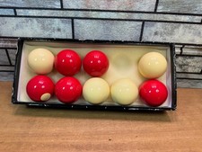Vintage Aramith Bumper Pool Ball Snooker Set Standard Size Red White Dots
