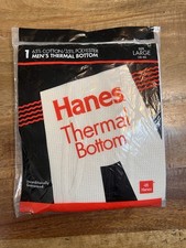 VTG 1990s Hanes Thermal Bottom Men's Size Large 38-40 White Long Johns NIP NOS