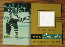 Mike Gartner 2001-02 UD Legends #TT-MG TIMELESS TRIBUTES Jersey card NORTH STARS