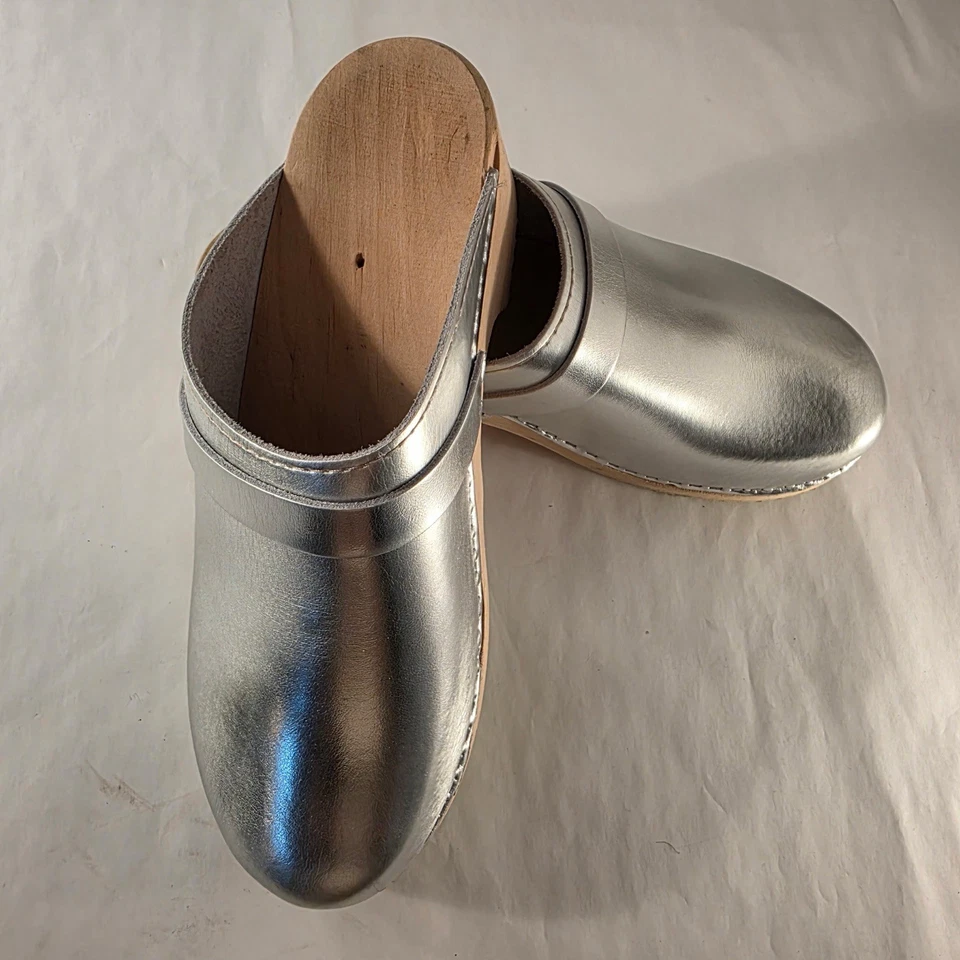 Zapatos cómodos Mia zuecos plateados suecos para mujer EU 42 de cuero Foto 2 de 4