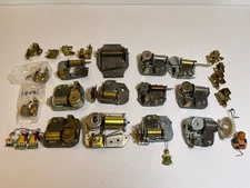 Lot of 12 Vtg Music Box Movement Wind Up Mechanisms Switzerland & Japan + Extras