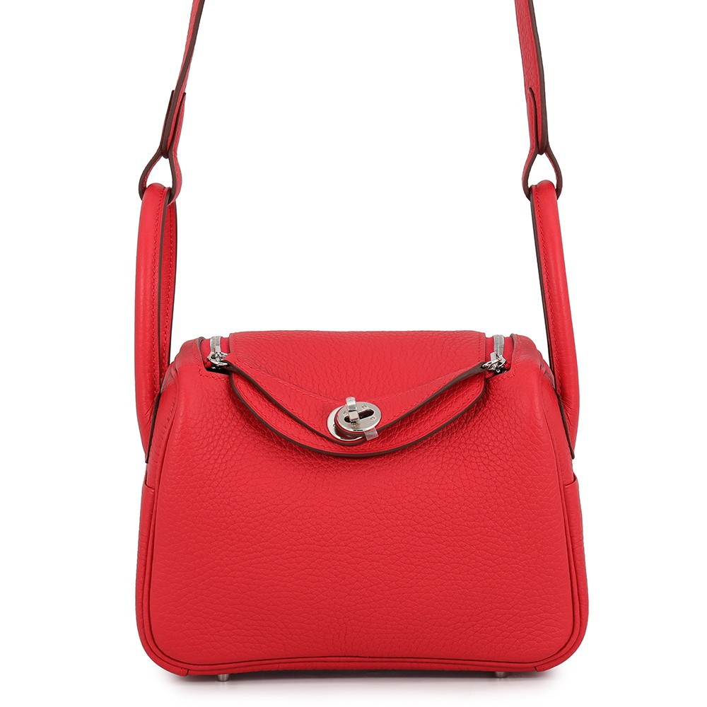 HERMES Lindy Size Mini Taurillon Clemence Rouge Ladue