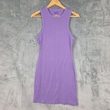 Skims Dress Large Purple Ribbed Knit Bodycon Tank Mini Fitted Stretch Casual