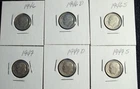 Roosevelt Dime lot  1946 1947 P-D-S   90% Silver (Lot of 6)  (NR)